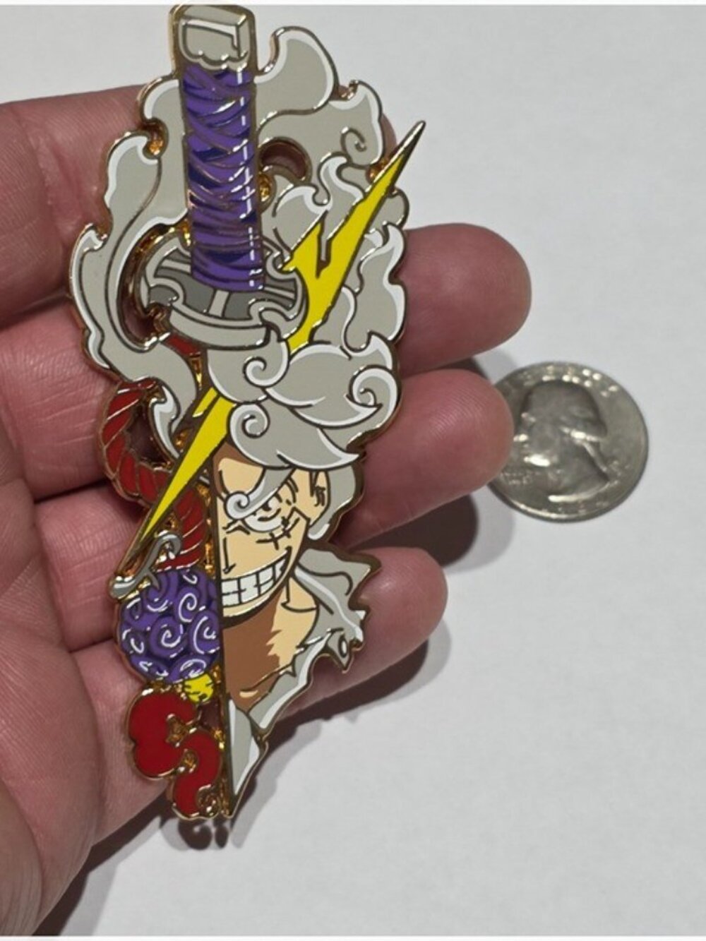 One Piece Luffy Sword Enamel Pin Gear 5 Anime Collector Badge - Picture 5 of 6